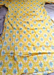 Yellow Printed Kurta