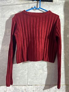 Burgundy Ribbed Long Sleeve Top