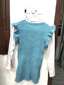 Cute Blue Ruffle Top