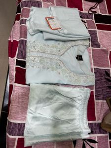 Sky Blue Cutdana Georgette Readymade Salwar Suit