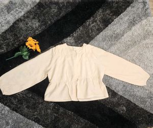 Beige Cinched Waist Blouse
