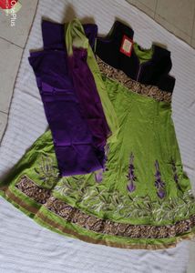 💥DIWALI OFFER💥Green &amp; Purple Embroidered Anarkal