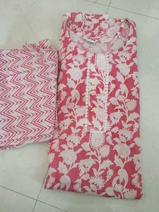 Pink Floral Print Kurta Set
