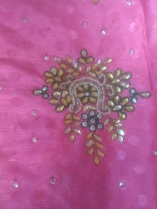 Elegant Pink Embroidered Saree