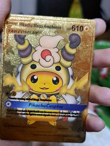 Pokemon Golden Pikachu Mega Ampharos Card