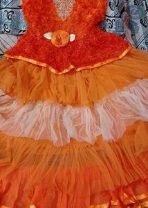 Orange Tulle Layered Party Gown