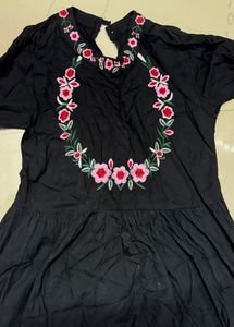 Black Floral Embroidered Maxi Dress