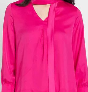 Pink Tie-Neck Blouse