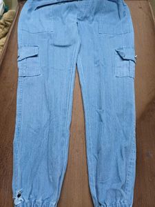Light Blue Denim Cargo Pants