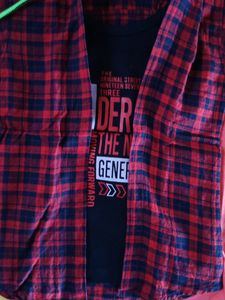 Kids Boy Shirt With Attached Tshirt And BLUE JEANS