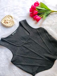 Elegant Black Floral Corset Top