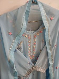 Elegant Blue Embroidered Kurta Set