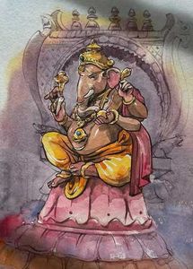 Lord Ganesh- Watercolor Painting