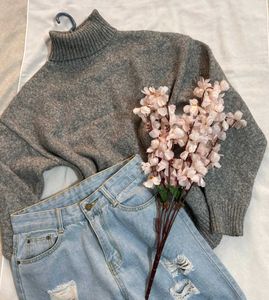 🎁Buy1 Get1 Free Cozy Gray Turtleneck Sweater C