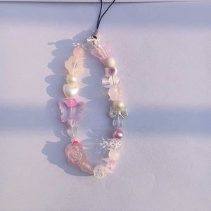 Pink Beaded Phone Charm
