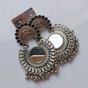 Silver Mirror Jhumka
