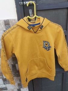 Yellow Hoodie for Girls with Sequinned logo