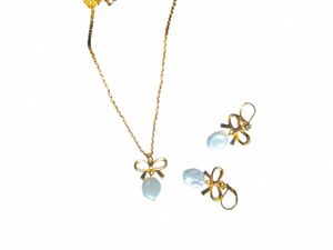 Gold Bow &amp; Stone Jewelry Set