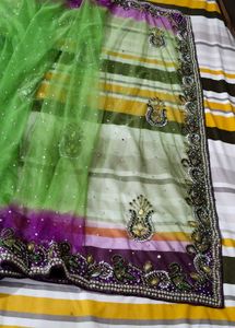 Heavy Stone Work Sari With Blouse
