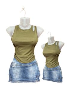 Green ribbed top
