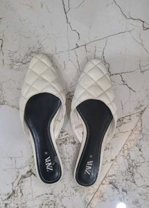 100% original zara quilted flat mules