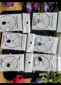 Silver Colorful Gemstone Jewelry Sets