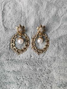 Vintage Gold &amp; Pearl Drop Earrings