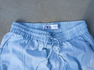 zara Light Blue Casual Pants