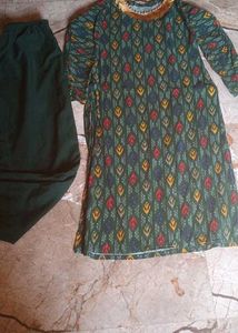 Green Printed Kurta Set