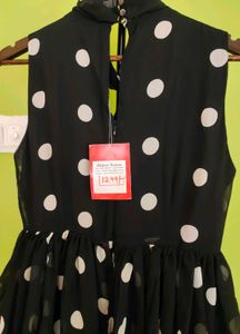 Polka Dots Flared Dress New With Tags