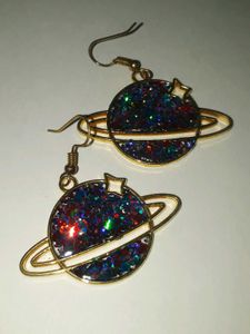 Planet Saturn Earrings- Resin Brand New earrings
