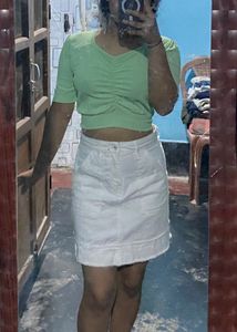 Green Ribbed Crop Top