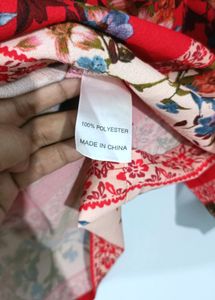 Ginger Red Floral Shoulder Drop Crop Top