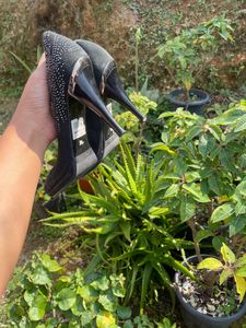 Suede Black High Heels