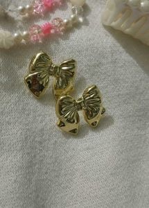 Cute Gold Bow Stud Earrings