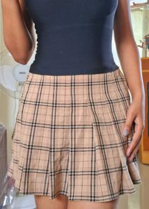 Pleated Brown Mini Skirt