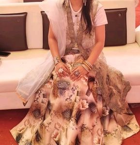 Lehenga Choli With 3D Print And Separate Koti