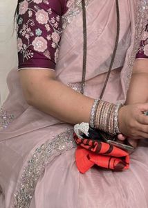 Soft Organza Baby Pink Saree With 2 Blouse