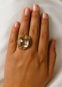White Citrine Gemstone Ring