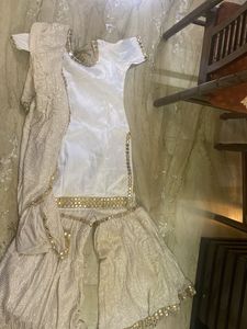 White &amp; Gold Embroidered Salwar Suit
