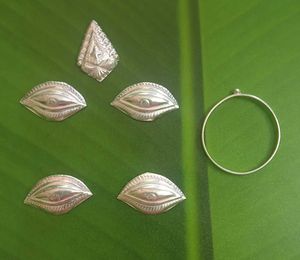 Set Of 2 Pure Silver Eyes, 1 Bindi And Ring