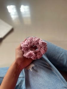 Pink Chenille Scrunchie