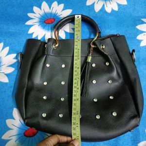 Black Studded Bag Peach Colour Purse Red Side Ba
