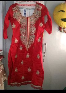 Red Embroidered Kurta