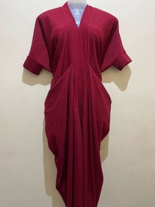 Burgundy Drape Dhoti Style Dress