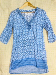 H&M Blue Patterned Tunic Top
