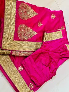 Beautiful Rani Pink Col Lotus Saree