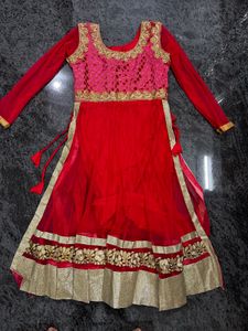 Red nayra cut anarkali suit
