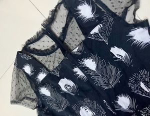Korean Style Lace Neck Print Jumpsuit