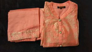 Peach Kurta Palazzo Set For Girls
